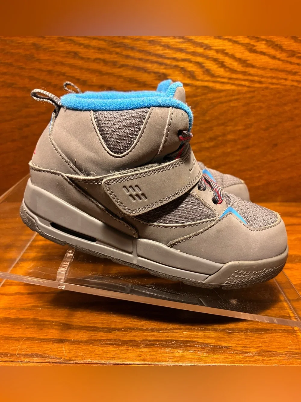 Jordan Flight 45 High Top Toddler Sneakers Gray Blue Size 10C